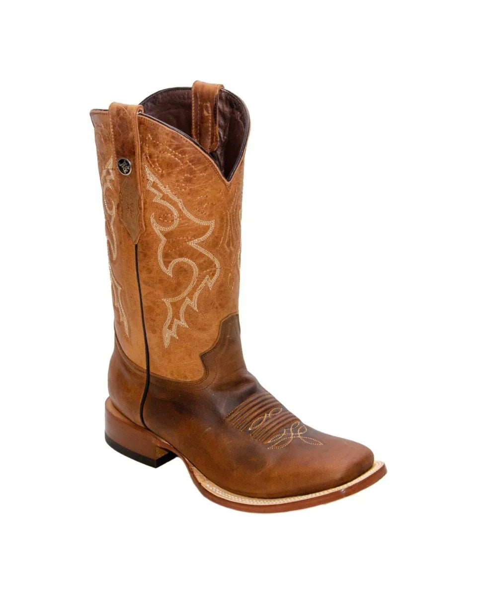 RANCHO SEMENTAL MEN’S Alamo Honey Western Boots With Barcelona Red Top