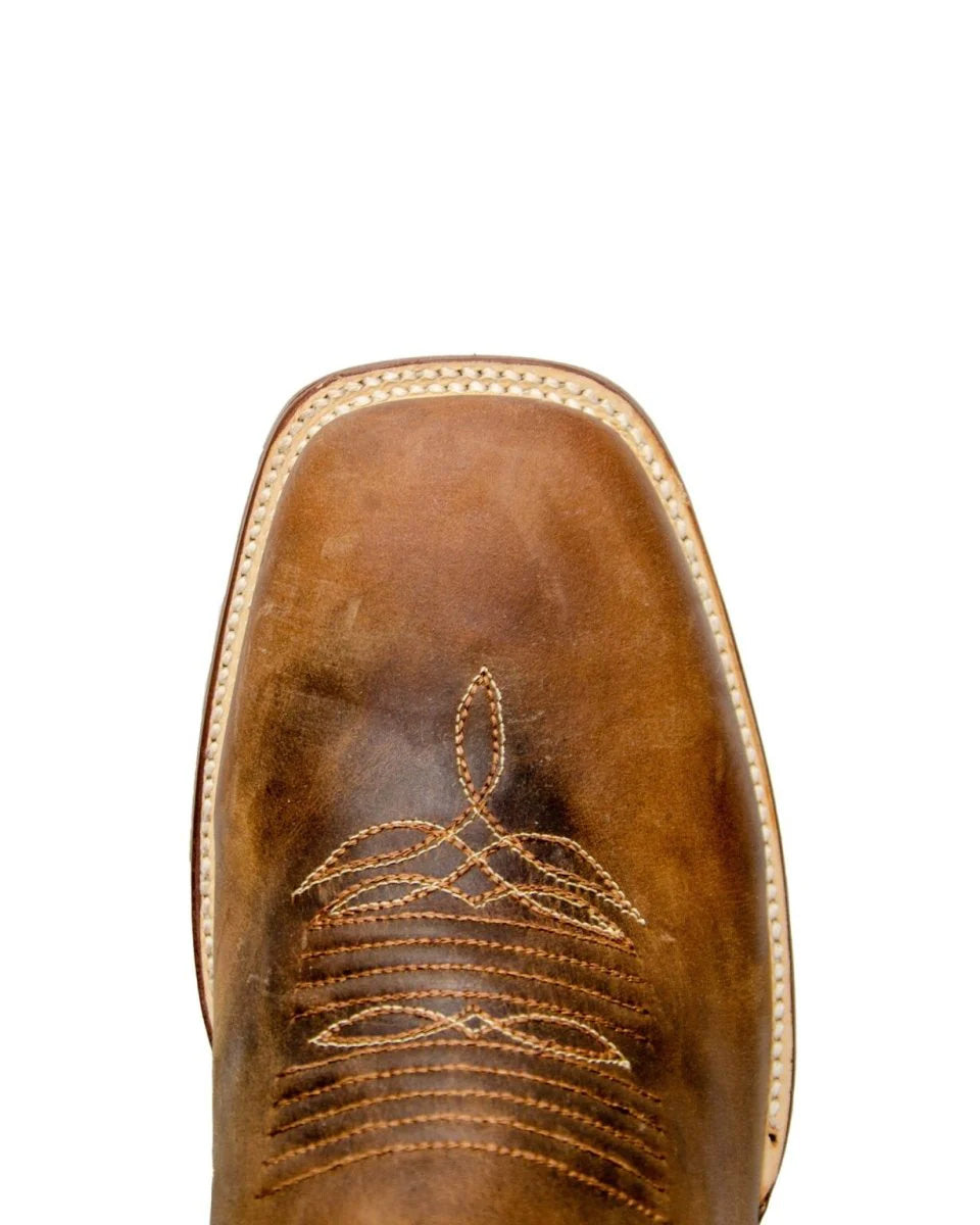 RANCHO SEMENTAL MEN’S Alamo Honey Western Boots With Barcelona Red Top