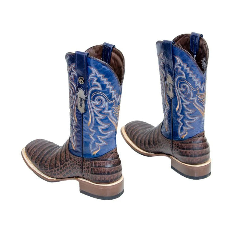 TANNER MARK MEN'S Caiman Belly Brown Western Boots With Hybrid Sole