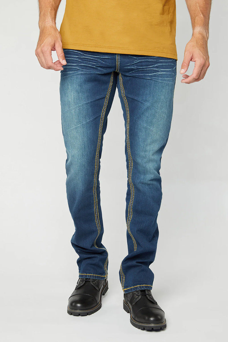 Holt Men's Dark Blue Slim Boot Cut Jeans