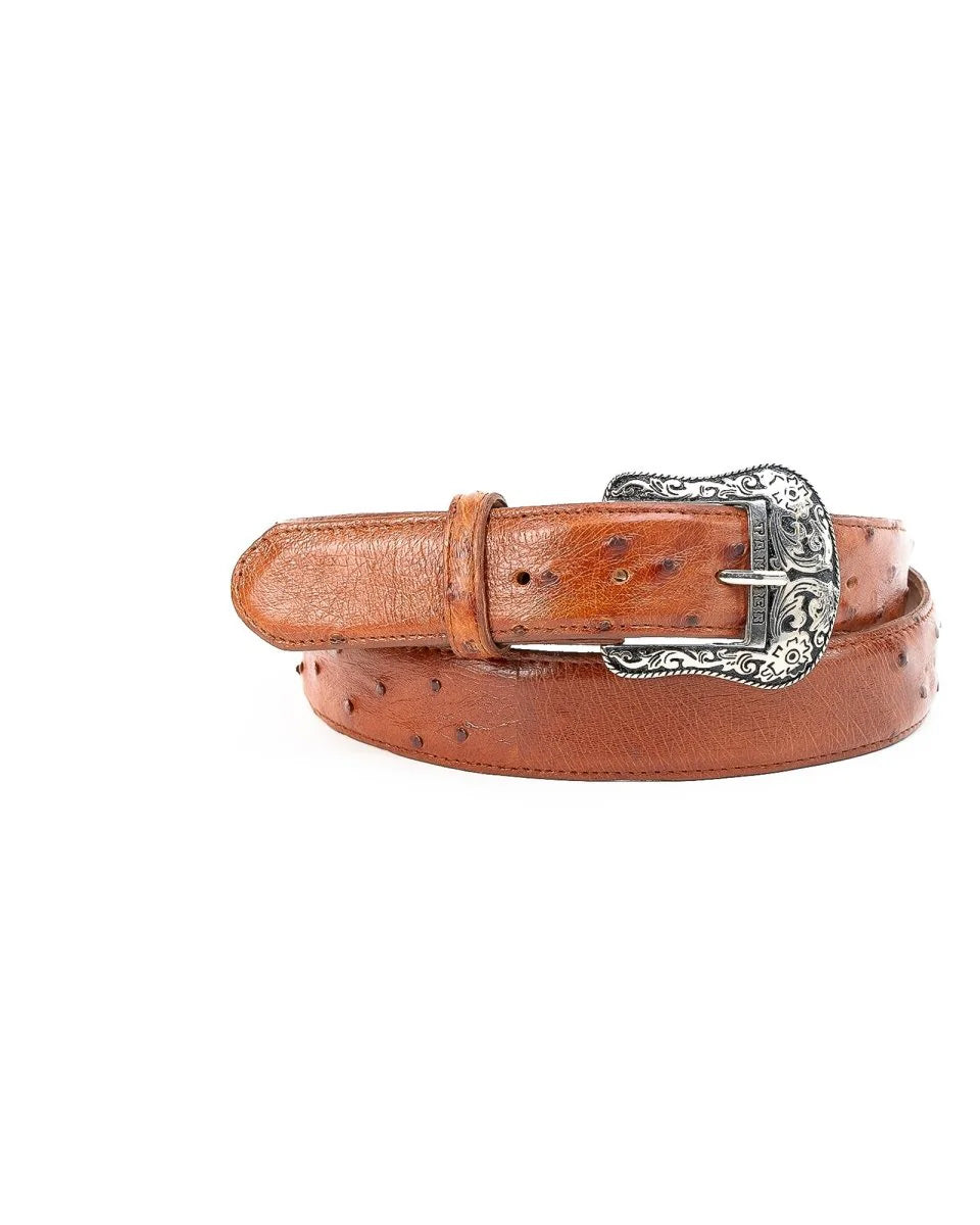 TANNER MARK EXOTIC BELT Ostrich Cognac Luxury Belt