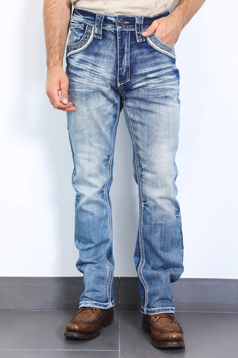 Holt Men's Indigo Slim Boot Cut Jeans