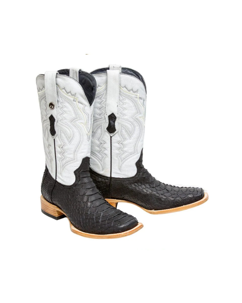 TANNER MARK MEN'S EXOTIC LEATHER Matte Python Black Cowboy Boots