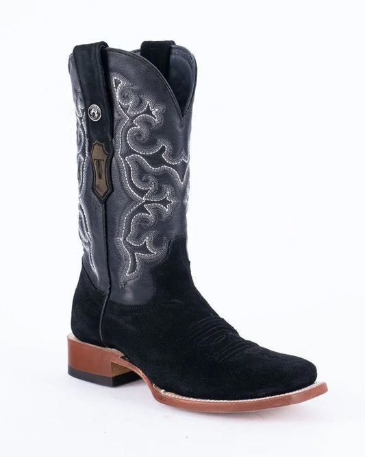 TANNER MARK MEN'S Ruff Out Black Western Cowboy Boots