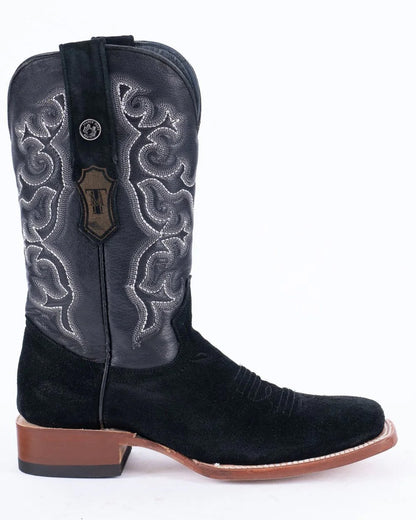 TANNER MARK MEN'S Ruff Out Black Western Cowboy Boots