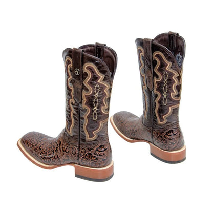 TANNER MARK MEN’S HandTooled Brown Print Western Boots