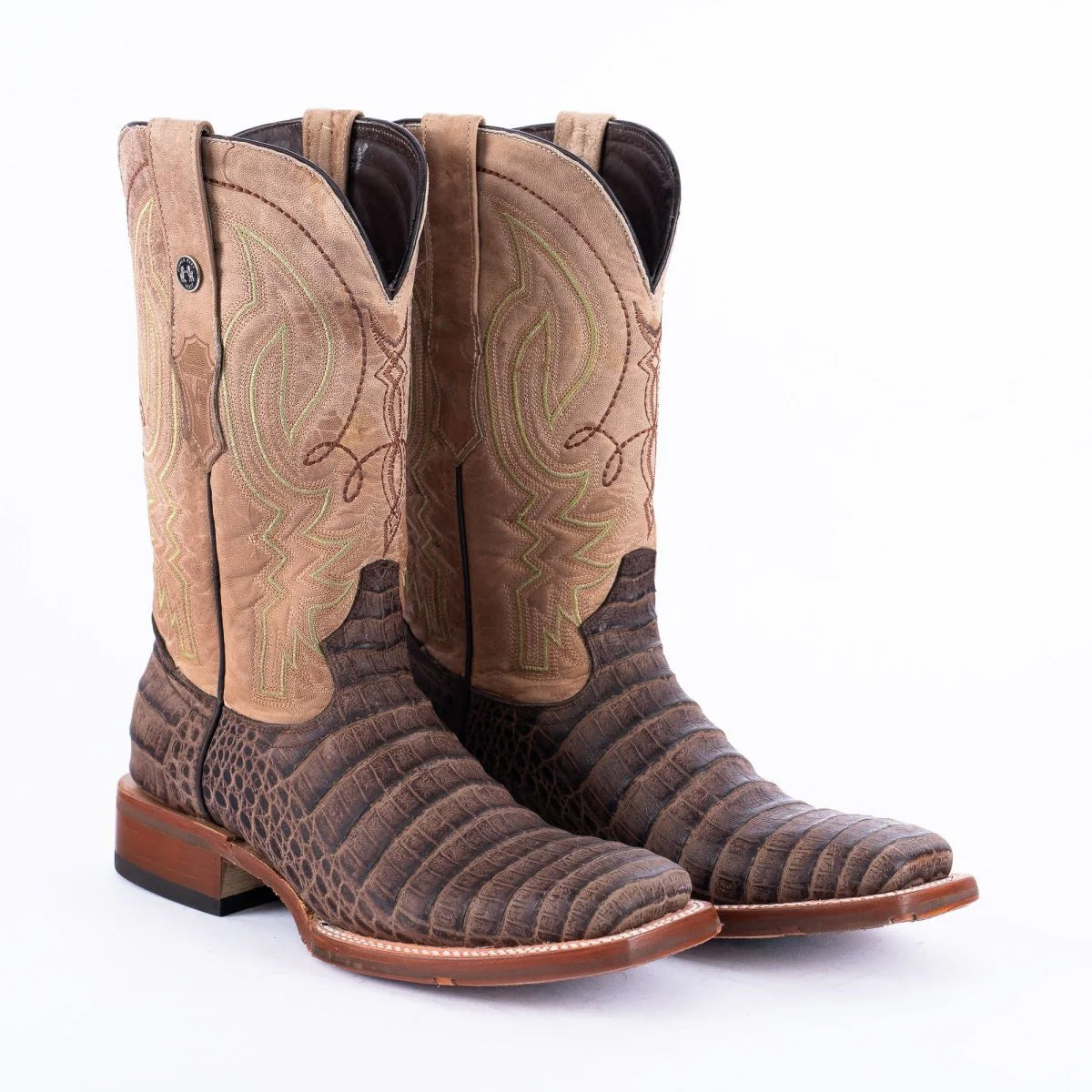 TANNER MARK MEN'S Print Caiman Belly MD Nicotine Cowboy Boots Rubber Sole (Copy)