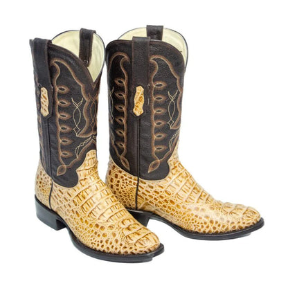 REPARO TX Men’s Caiman Hornback Print Orix Western Boots With Brown Top