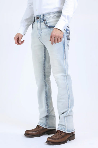 Holt Men's Light Blue Slim Boot Cut Jeans