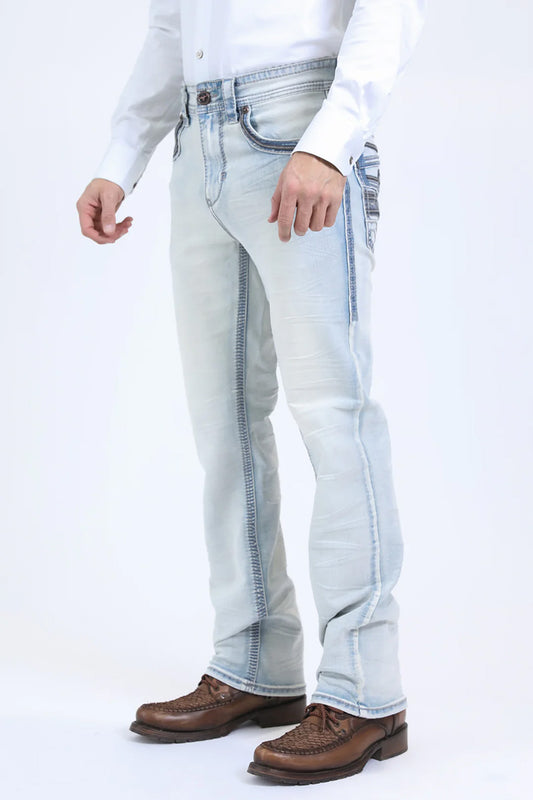 Holt Men's Light Blue Slim Boot Cut Jeans
