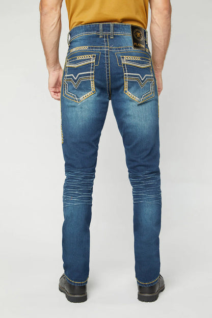 Holt Men's Dark Blue Slim Boot Cut Jeans