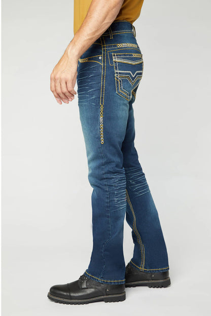 Holt Men's Dark Blue Slim Boot Cut Jeans