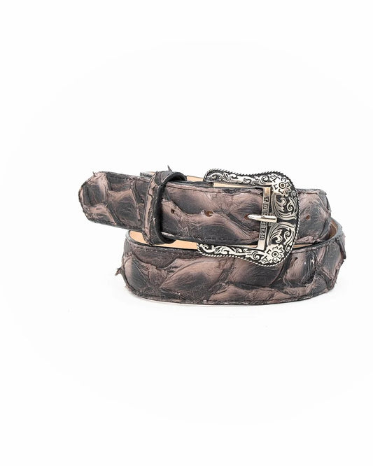 TANNER MARK EXOTIC BELT Monster Fish Bicolor Nicotine Matte Luxury Belt