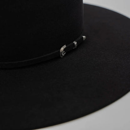 RODEO KING Black 7X Open Crown 4.5" Brim Felt Cowboy Hat