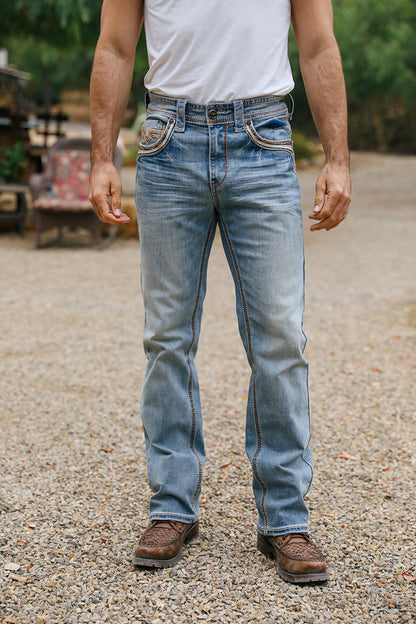 Holt Men's Light Blue Slim Boot Cut Jeans