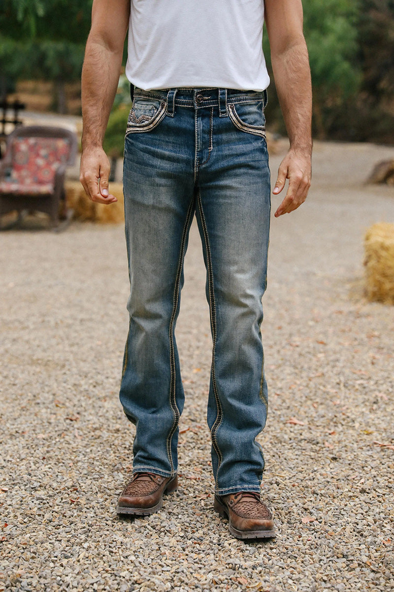 Holt Men's Dark Stone Slim Boot Cut Jeans