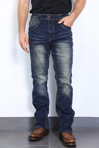 Holt Men's Dark Blue Slim Boot Cut Jeans