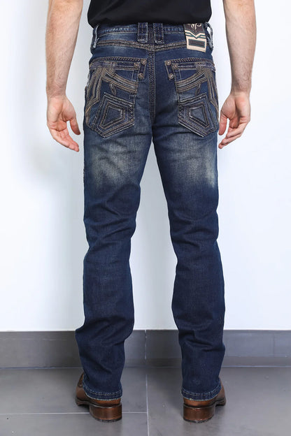 Holt Men's Dark Blue Slim Boot Cut Jeans