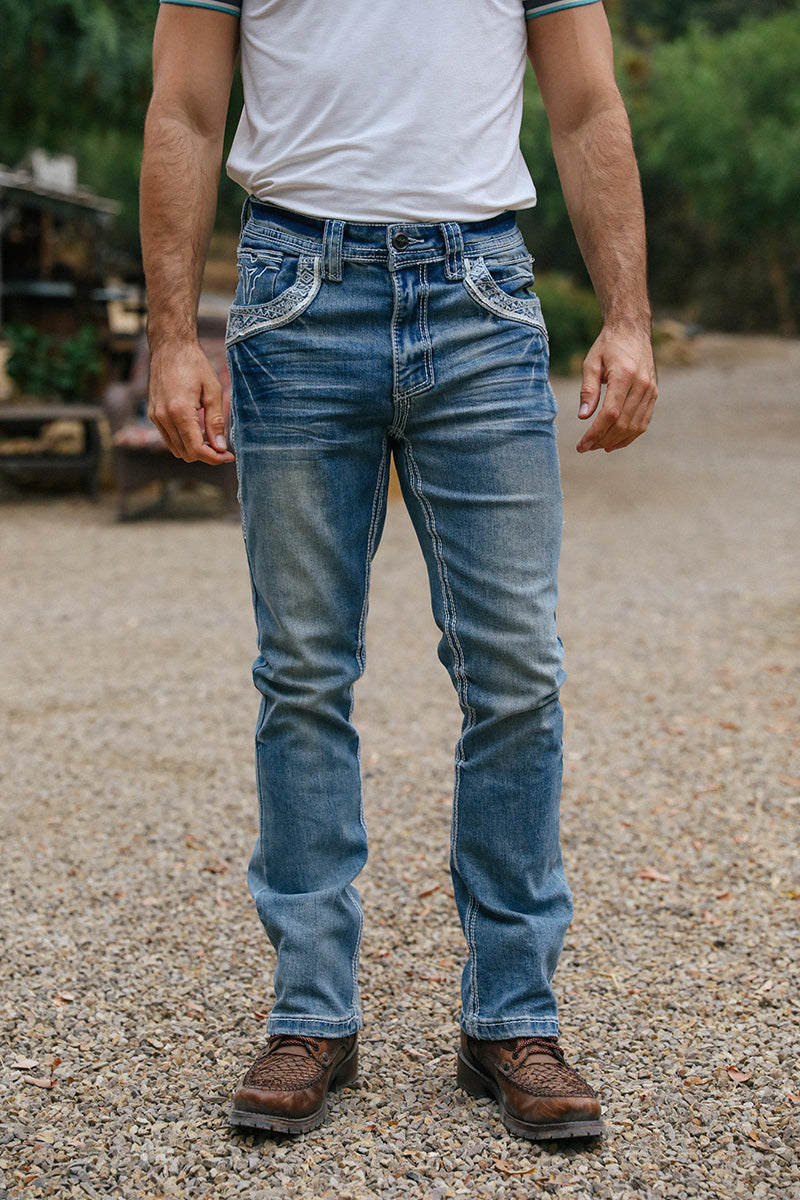 Holt Men's Indigo Slim Boot Cut Jeans